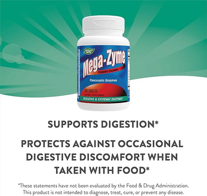 Nature's Way Mega-Zyme Systemic Enzymes, Relieves 100 Tablets