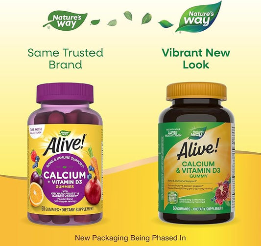Nature's Way Alive! Daily Calcium & D3 Gummies, 60 Gummies