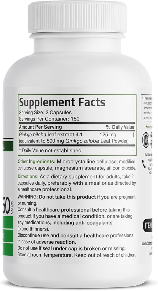 Bronson Ginkgo Biloba Extra Supports Brain 360 Vegetarian