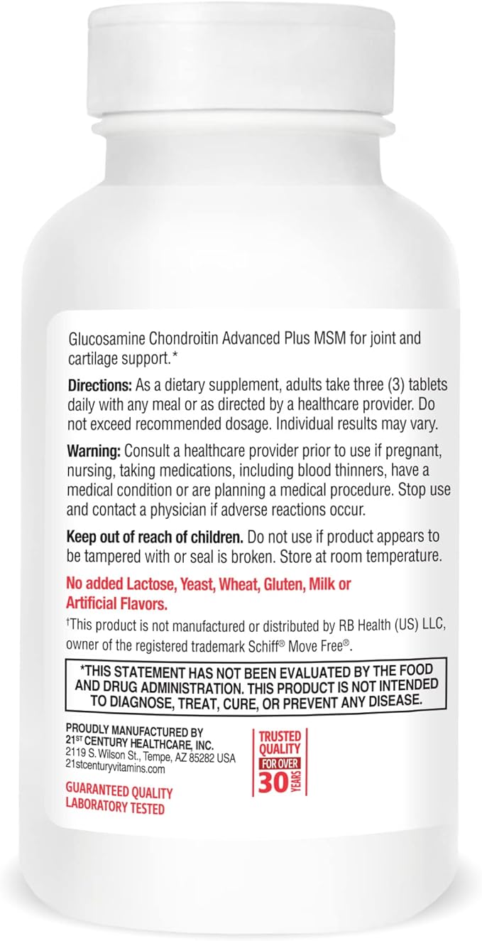 21st Century Healthcare Glucosamine Chondroitin Advanced 120 Tabs (27291)