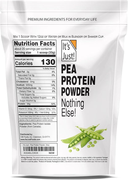 It's Just! (1.5lb Pea Protein Isolate, (24 Ounce 1), Unflavored)