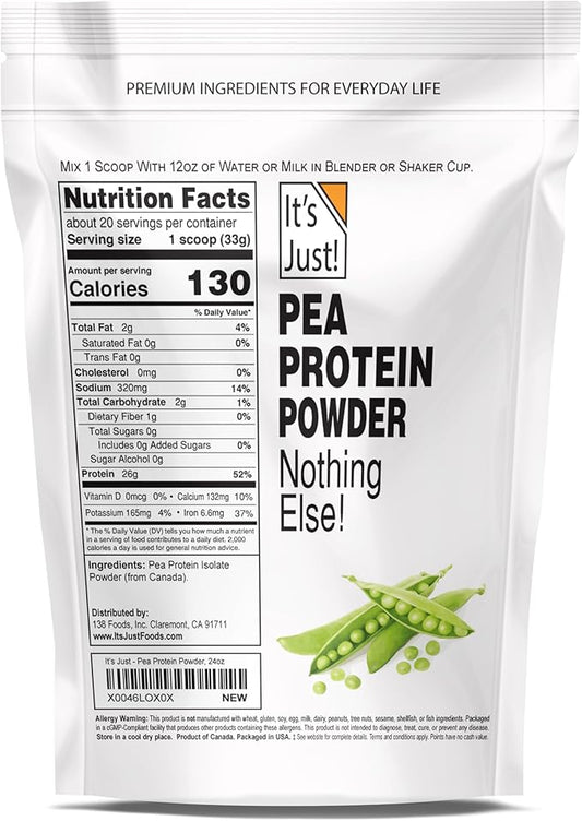 It's Just! (1.5lb Pea Protein Isolate, (24 Ounce 1), Unflavored)