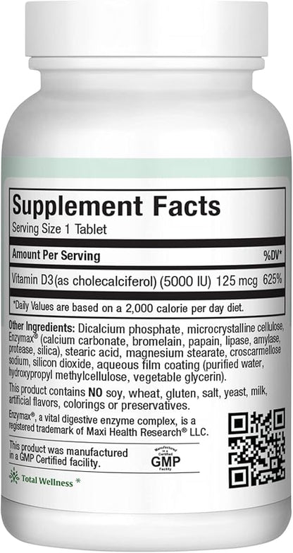 Maxi Health Vitamin D3 5000 IU (125 mcg) 5000 IU D3 (90 (90 Tablets)