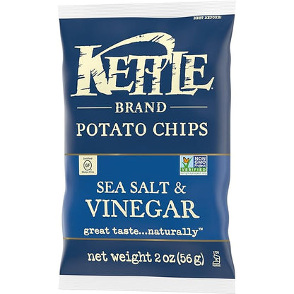 Kettle Brand Potato Chips, Salt & Vinegar Kettle Chips, Snack Bag, 2 Oz (Pack of 6)