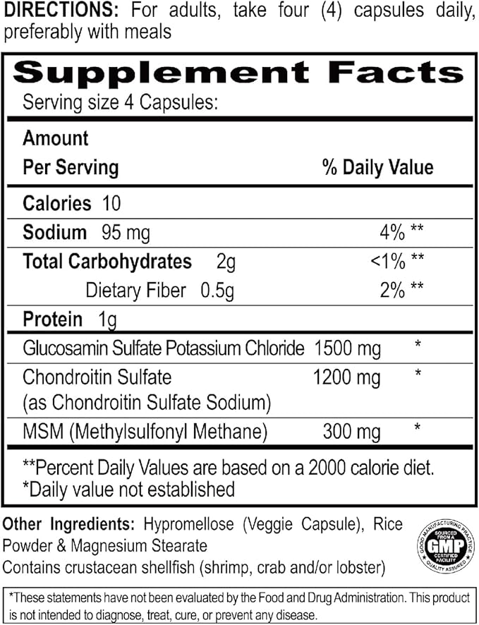 Glucosamine Chondroitin MSM 1500 mg, Joint 100 Counts