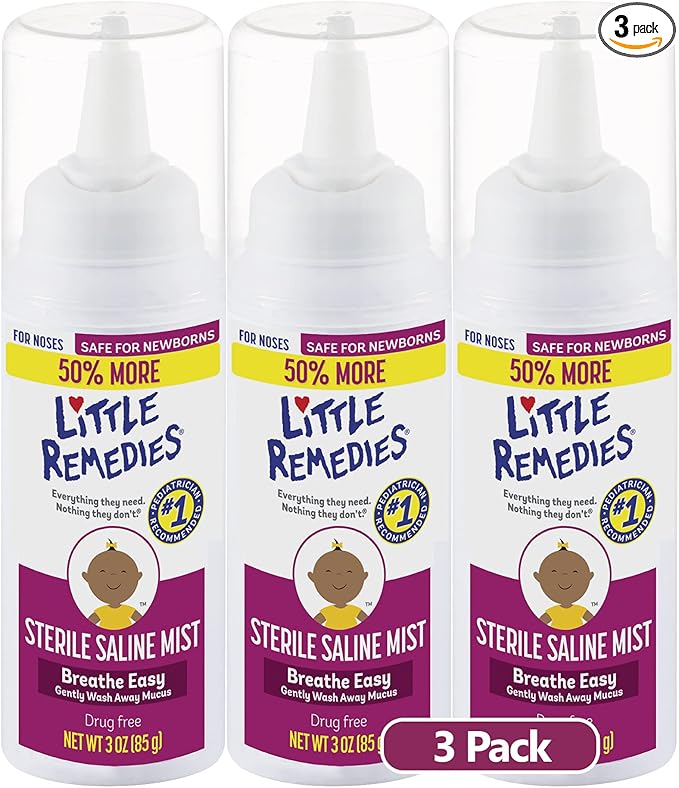 Little Remedies Sterile Saline Nasal Spray 3 Oz, 3 Pack