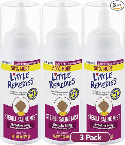 Little Remedies Sterile Saline Nasal Spray 3 Oz, 3 Pack