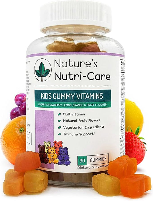 Nature's Nutri-Care Kids Gummy Vitamins - Kid Multivitamin Gummies with Vitamin C & D, Folate & Zinc Vitamins for Immunity Support, Grow & Gain Toddler Smart Focus