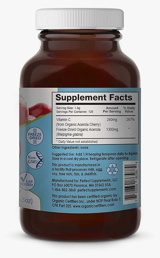 Perfect Supplements – Perfect Acerola Powder 156 Grams 100% Pure