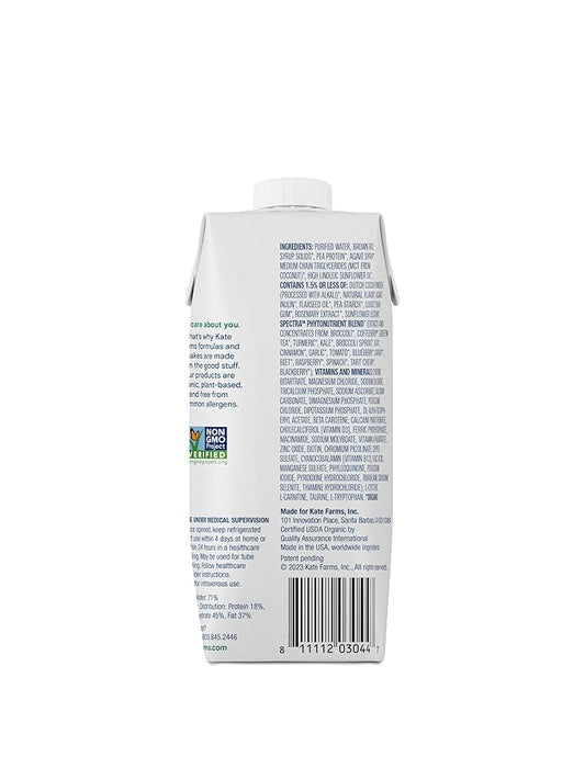 KATE FARMS Organic 1.4 High Calorie 20g Protein, 27 Vitamins 11 oz (12 Pack)