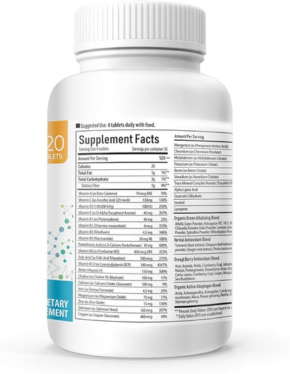 Vital Multi 120 Tablets x 4 Bottles for 4 Months - Multivitamin Supplement, Daily Nutritional Supports with 143 Ingredients (480 Count)