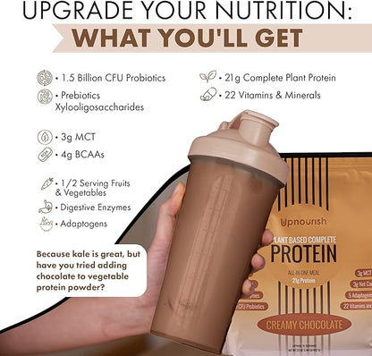 UpNourish Chocolate Vegan Protein Powder, Meal 15 Servings