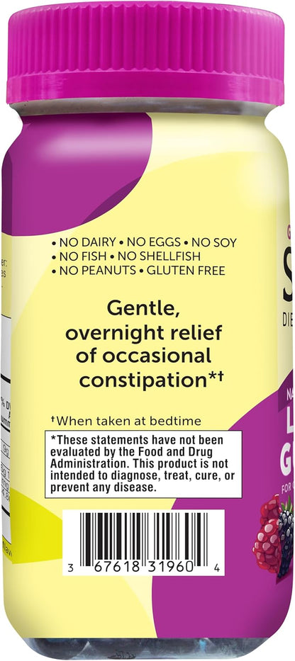 Senokot Dietary Supplement Laxative Gummies, Natural Senna Extract, Gentle, Overnight Relief from Occasional Constipation, Mixed Berry Flavor, 60 Count.