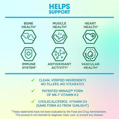 BioEmblem Vitamin D3 K2 Capsules (5000IU 200mcg) - MK7 and MK4 for 3-in-1 Complex K2 Supplement 90 Caps