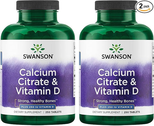 Swanson Calcium Citrate & Vitamin D3 250 Tabs 2 Pack