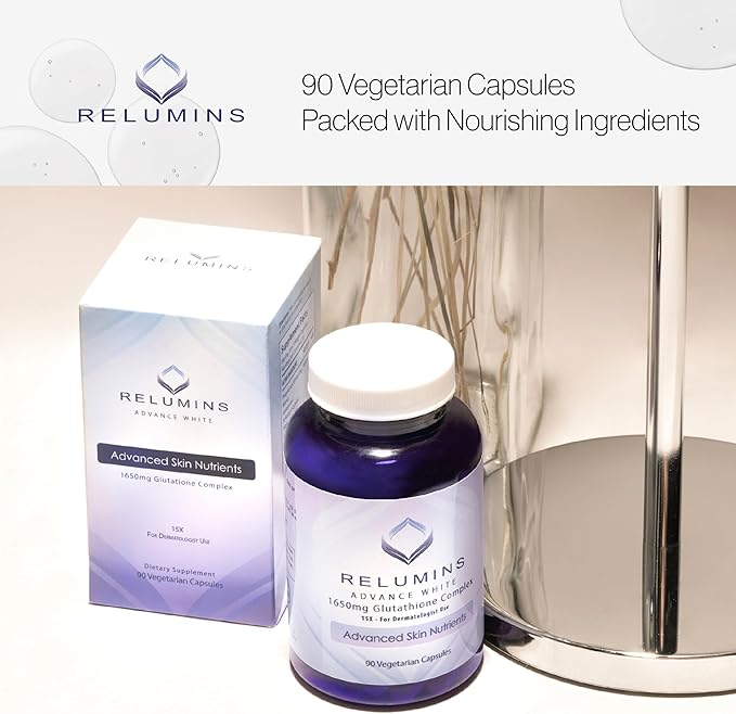 Relumins Glutathione Supplement 1650mg Reduced 90 Veggie 2 Bottles
