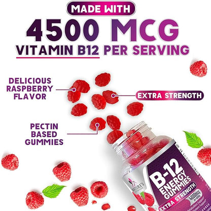 Vitamin B12 Energy Gummies 4500mcg Chewable B-12 Gummy 120 Gummies
