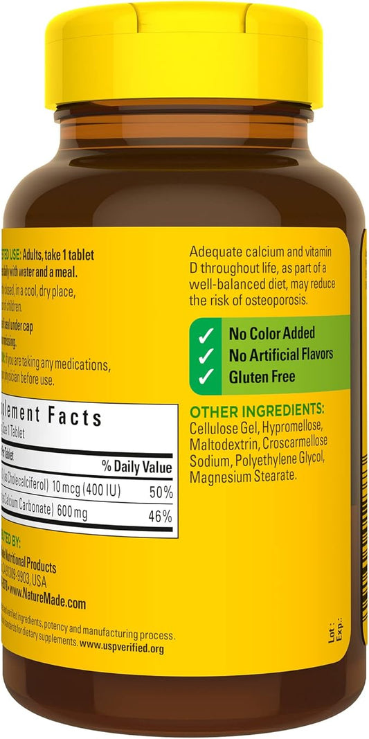Nature Made Calcium 600 mg D3, Dietary 120 Tablets 3)