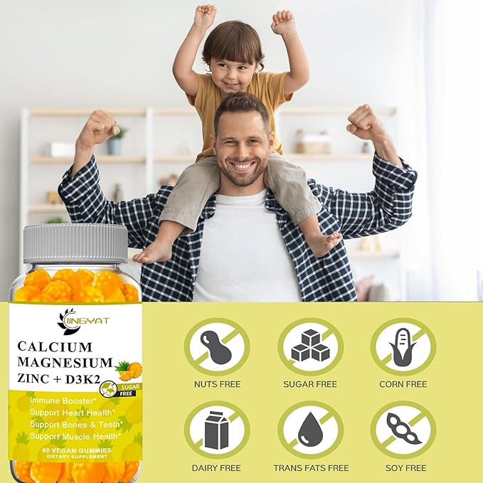 (2 Pack) Calcium Magnesium Zinc Gummies D3, Vitamin K2, High 500mg, Coq10 Coq10 -
