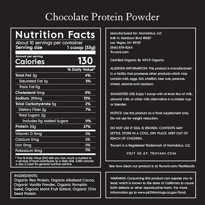 Truvani Vegan Protein Powder 20g Organic 10 Servings