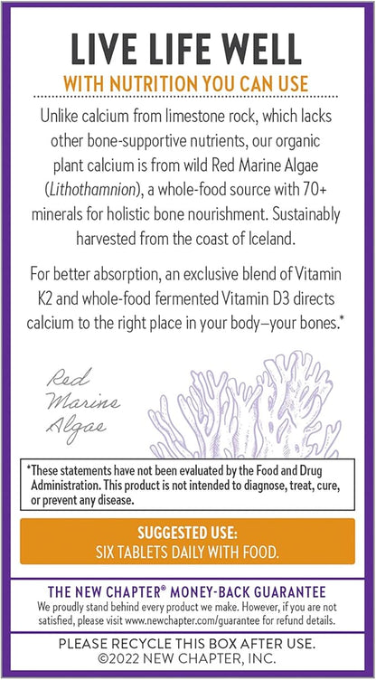 New Chapter Calcium Supplement D3+K2, 70+ 70+ Trace 240 ct