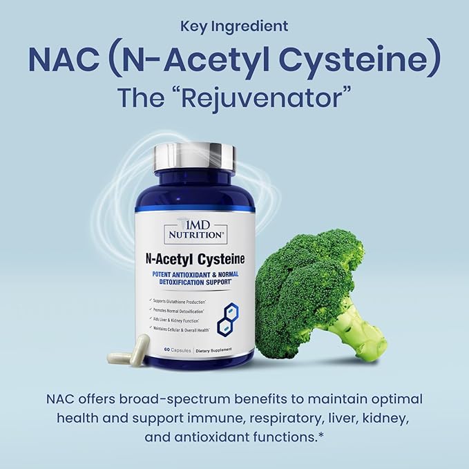 1MD Nutrition NAC Supplement N-Acetyl Cysteine 600 mg 60 capsules