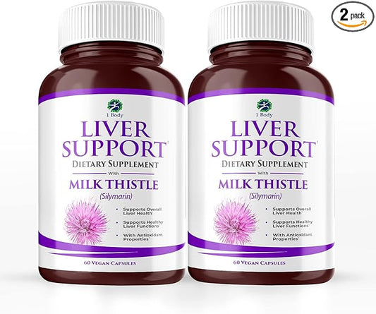 1 Body Liver Support: Twin Pack 60 Capsules