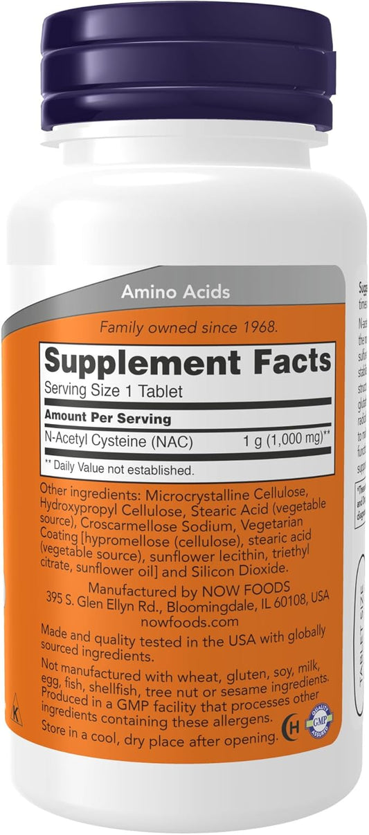 NOW Supplements, NAC (N-Acetyl-Cysteine) 1,000 mg, 60 Tablets