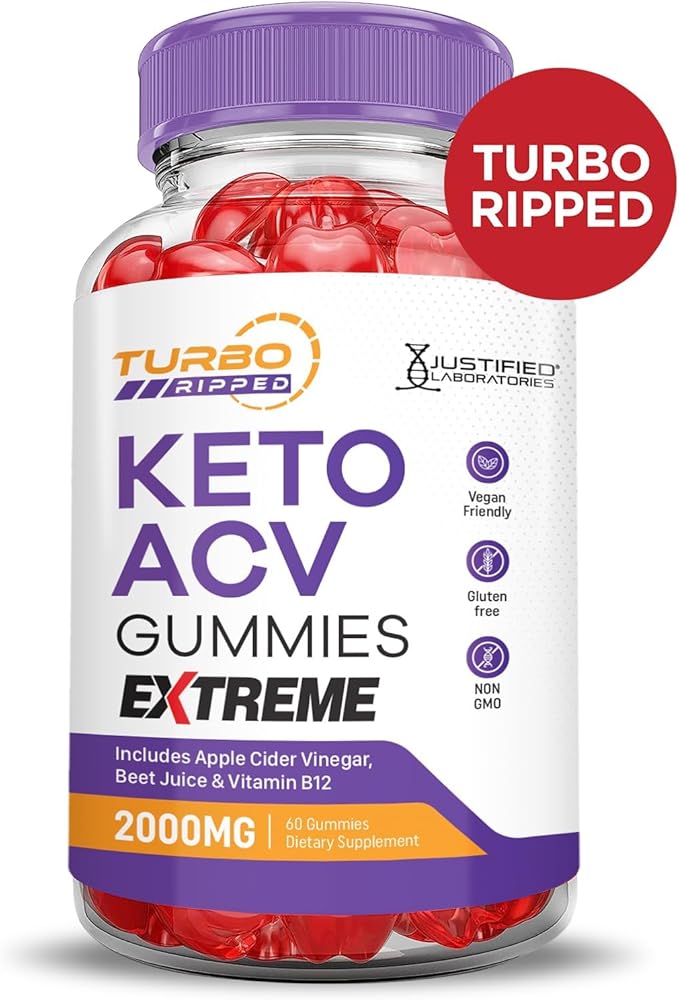 Justified Laboratories (2 Pack Turbo Ripped Keto ACV Gummies Extreme 2000MG Turbo Ripped Keto Gummies Apple Cider Vinegar Formulated with Pomegranate Beet Juice Powder B12 Vegan Non GMO 120 Gummys