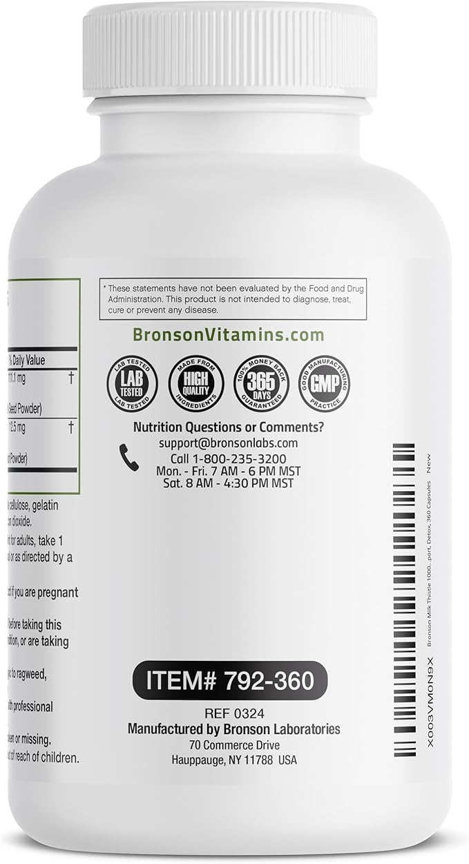 Bronson Milk Thistle Silymarin Marianum & 360 Capsules