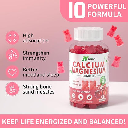 Calcium Magnesium Zinc Gummies with Vitamin D3, ashwagandha Flavor-180 Count