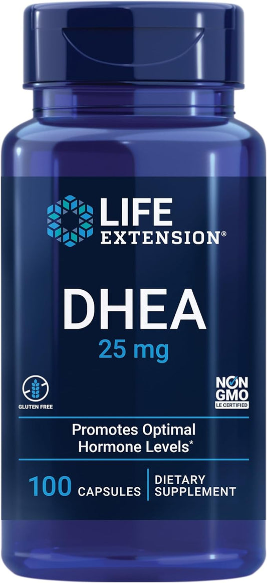 Life Extension DHEA 25mg and Magnesium 500mg Capsules 100 Count