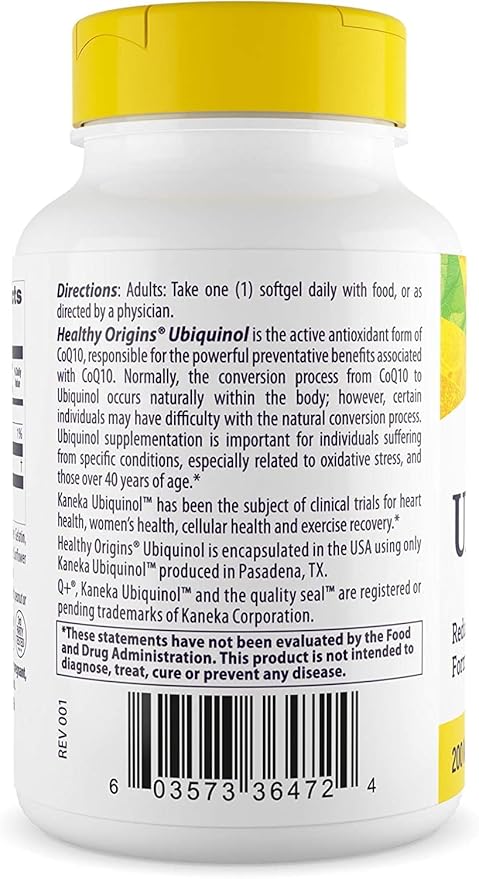 Healthy Origins Ubiquinol (Active form of CoQ10), 200 200 mg CoQ10 - 30 Softgels