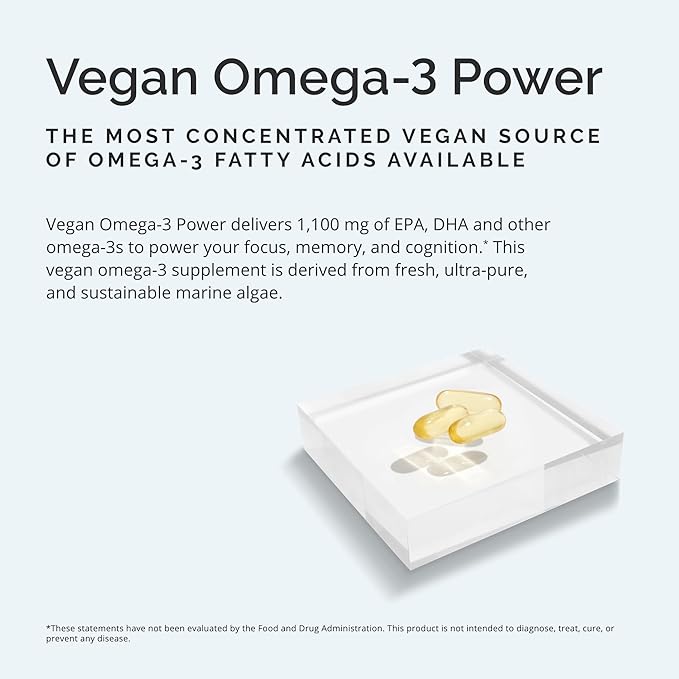 BRAINMD Dr Amen Vegan Omega-3 Power 60 Plant-Based 1,100 mg 30 Servings