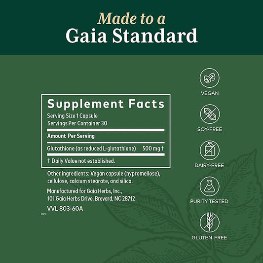 Gaia Herbs Pro Glutathione 500 30 Capsules (30 Servings)