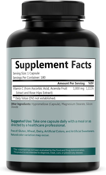 Vitamin C 1000mg 180 VegCaps.