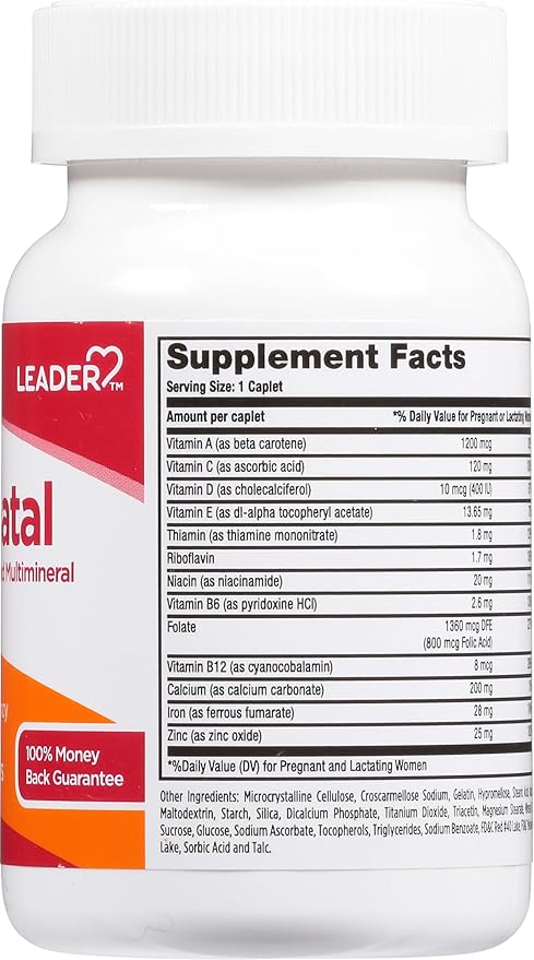 Leader Prenatal Vitamins Caplets 100 CT (Pack of 2)