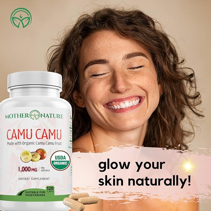 Organic Vitamin C from Camu Camu 1,000mg, Packed (120 Count)