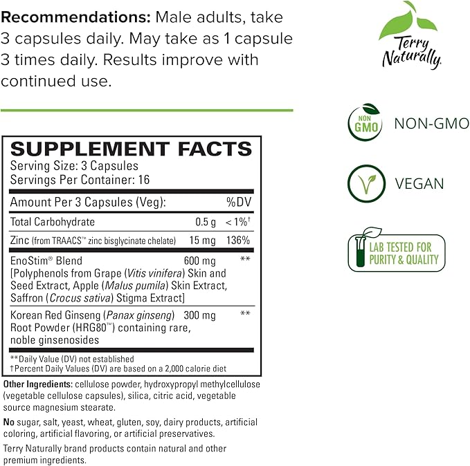 Terry Naturally HRG80 Red Ginseng Male Power 48 Capsules 16 Servings