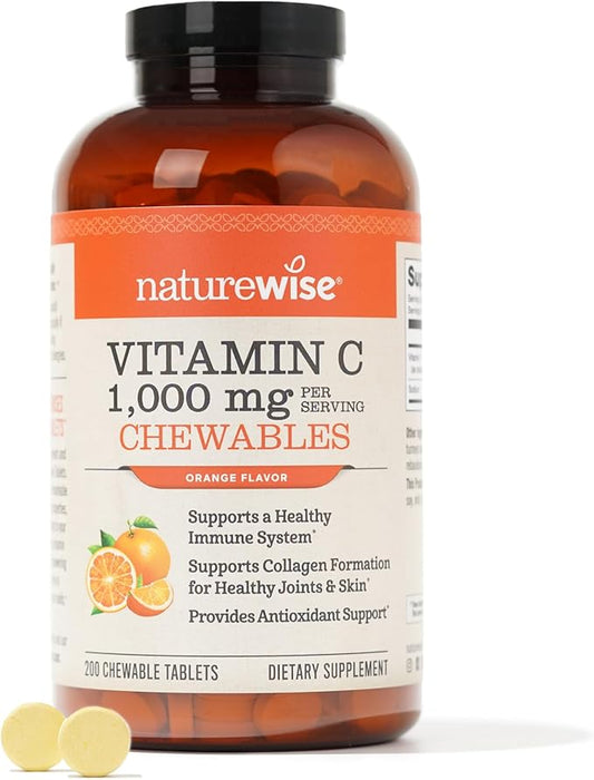 NatureWise Vitamin C 1000mg Chewable Tablet Supplement -200 Count[100 Count[100 Days