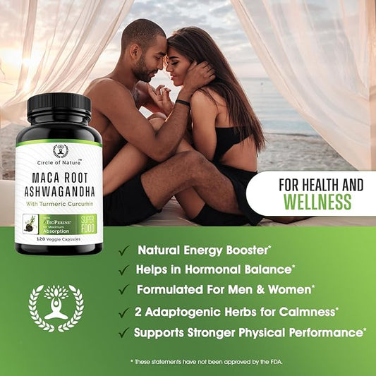 Maca Root 10,000 mg, Ashwagandha 6000mg 120 Capsules