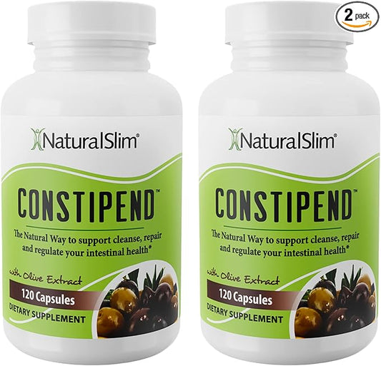 NaturalSlim Constipend - Laxative for Constipation Relief, Colon Regulation, Stool Softener with Olive Extract - 120 Capsules (2 Pack)
