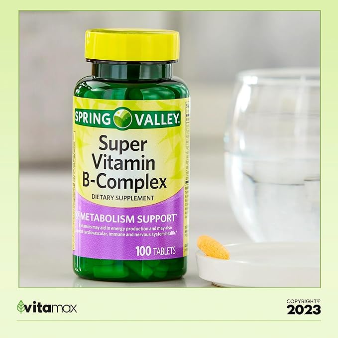 Spring Valley Super Vitamin B-Complex Tablets 100 Count 3 Months (2 Items)