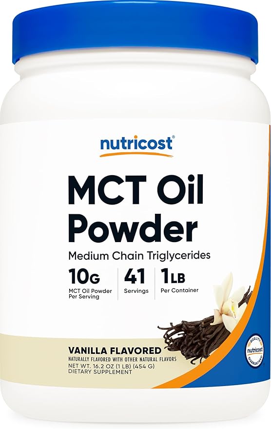Nutricost Premium MCT Oil Powder (1 LB, Vanilla) - Best for Keto, Ketosis, and Ketogenic Diets - Zero Net Carbs, Non-GMO and Gluten Free, Medium Chain Triglyceride