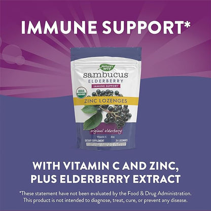 Nature’s Way Sambucus Organic Zinc Lozenges, 24 Lozenges