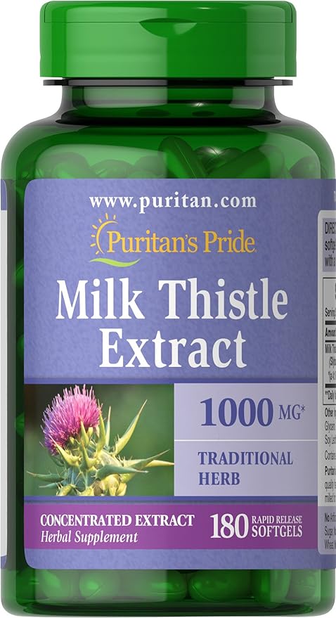 Puritan's Pride Milk Thistle 4:1 Extract 1000 Mg ,180 Count