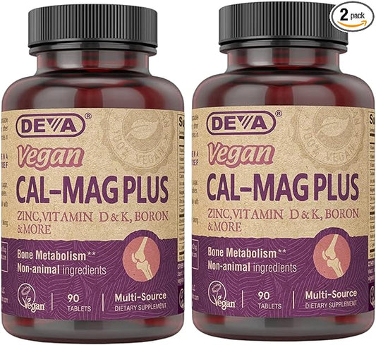 DEVA Vegan Calcium Magnesium Supplement Plus, 90-Tablets, 2-Pack 2-Pack