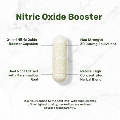 DEAL SUPPLEMENT Nitric Oxide Booster 30,000mg Equivalent, 360 Capsules – Natural Beet Root & Marshmallow Root Herbal Blend – Promotes Nutrient Flow to Muscles & Heart – Non-GMO