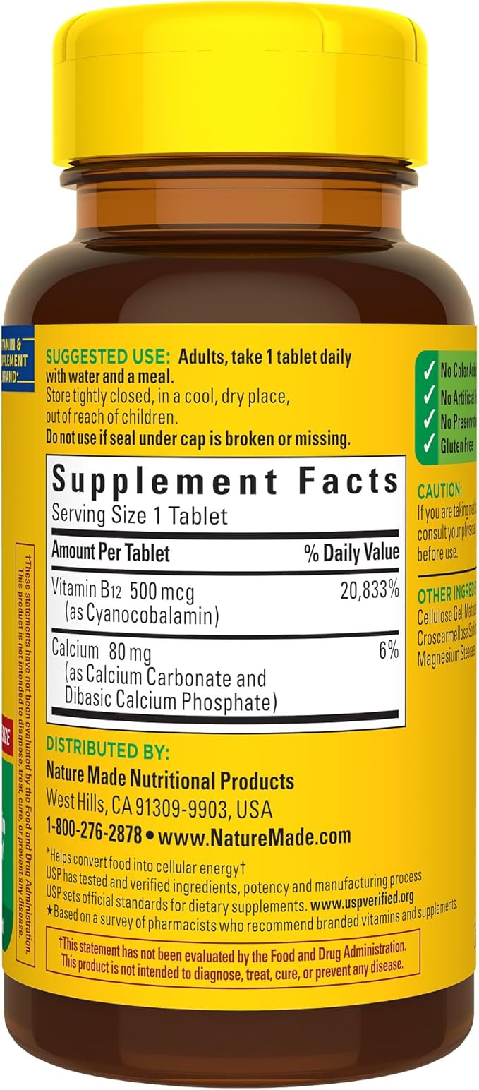 Nature Made Vitamin B12 500 mcg, 200 Tablets, 200 Day