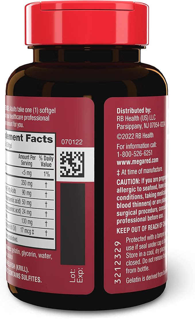 MegaRed Krill Oil 350mg Omega 3 #1 Dr 130 Softgels (130 Servings)